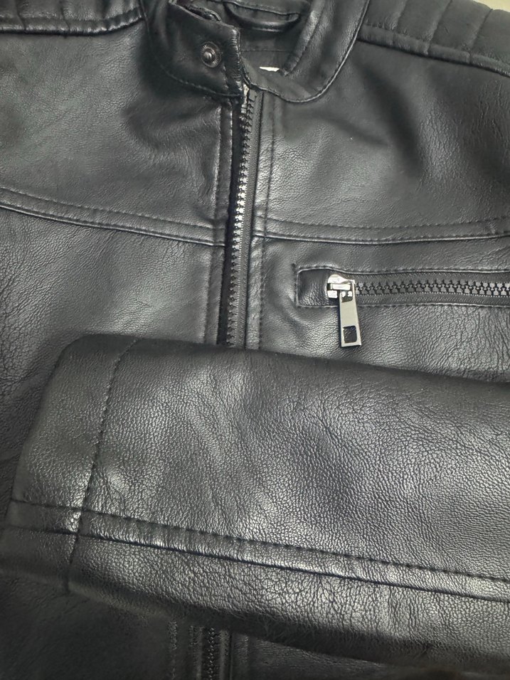 Siyah Deri Biker Ceket - Görsel 4