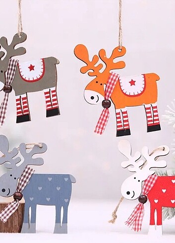Yılbaşı çam ağacı süsü geyik süs ahşap geyik noel