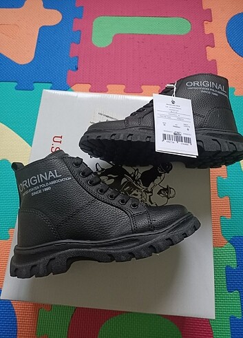 U s polo erkek çocuk siyah bot
