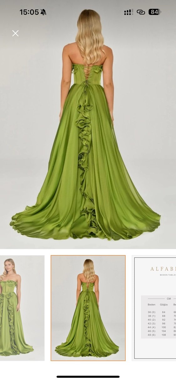 Kayık Yaka İşlemeli Uzun Kadın Abiye Elbise - Görsel 3