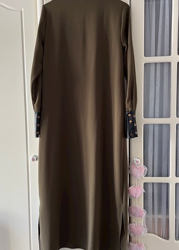 Kadın haki rengi gömlek elbise - Görsel 15