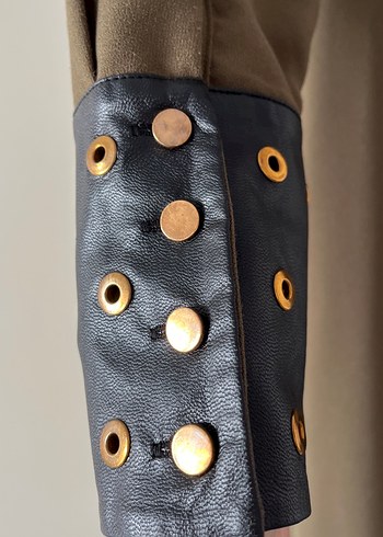 Kadın haki rengi gömlek elbise - Görsel 16