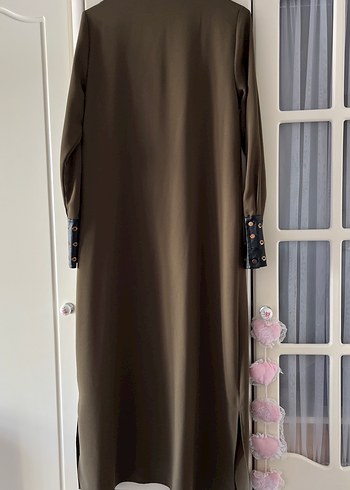 Kadın haki rengi gömlek elbise - Görsel 14