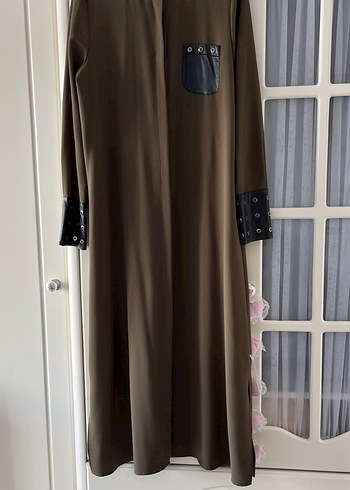 Kadın haki rengi gömlek elbise - Görsel 9