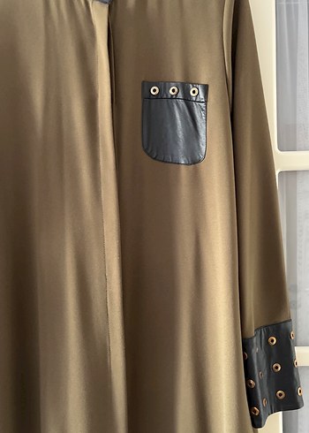 Kadın haki rengi gömlek elbise - Görsel 10