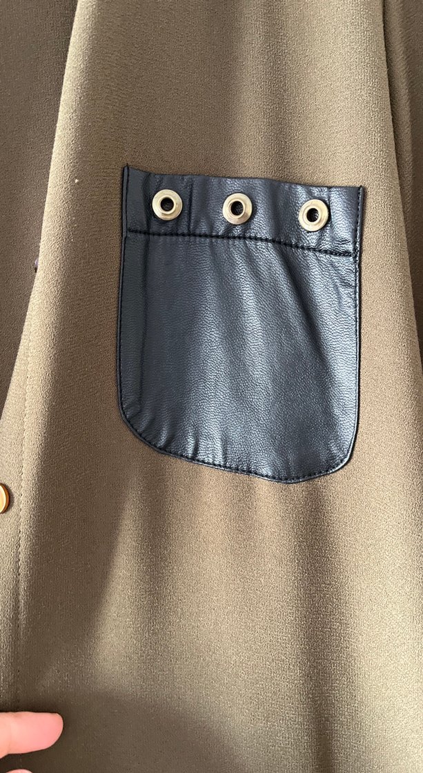 Kadın haki rengi gömlek elbise - Görsel 5