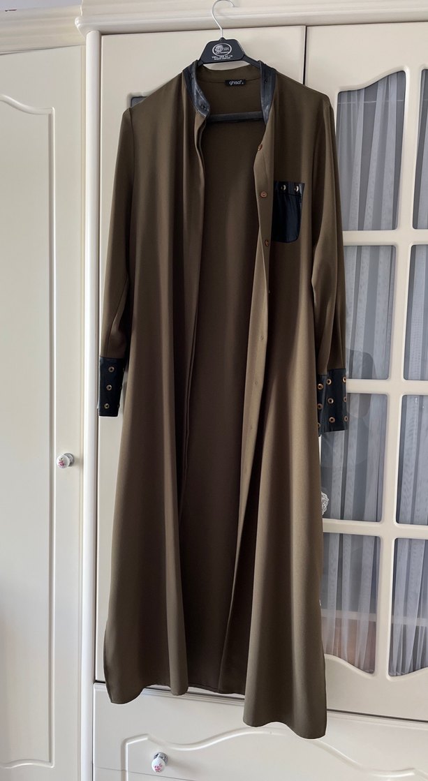 Kadın haki rengi gömlek elbise - Görsel 3