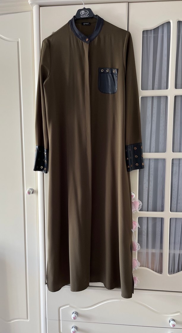 Kadın haki rengi gömlek elbise - Görsel 2