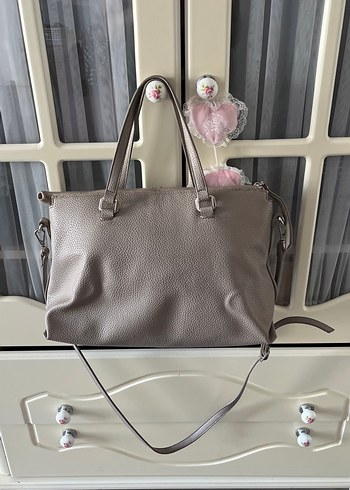 Gri Deri Kadın Çanta - Görsel 13