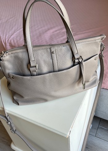 Gri Deri Kadın Çanta - Görsel 4