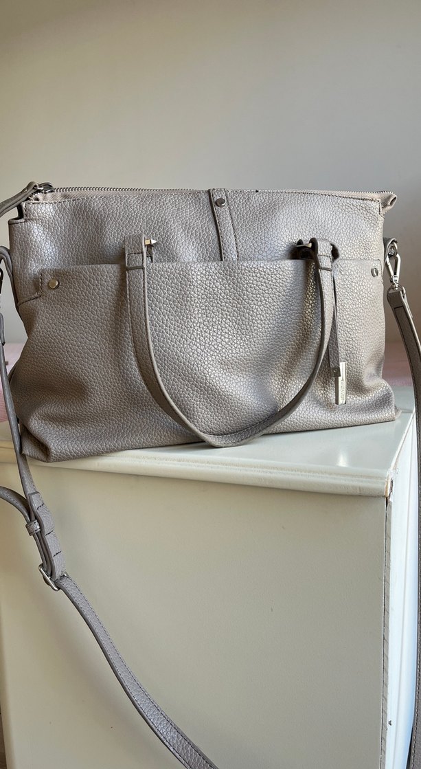 Gri Deri Kadın Çanta - Görsel 2