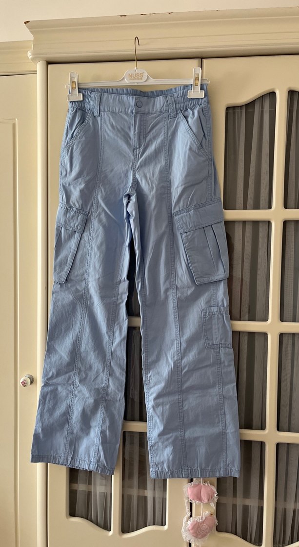 Gevşek Kesim Gri Mavi Kargo pantolon - Görsel 3