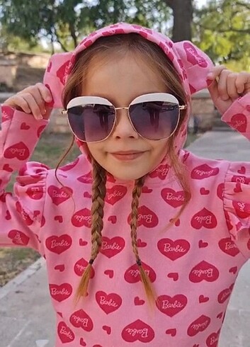 10 Yaş Beden pembe Renk Barbie Taytlı Takım