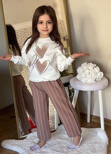 pantolonlu kız çocuk pamuklu takım