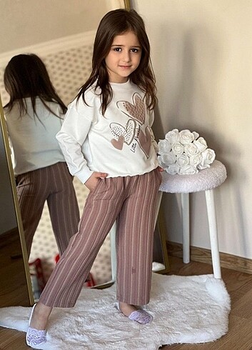 Diğer pantolonlu kız çocuk pamuklu takım