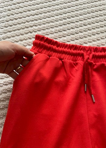 Kırmızı Rahat Kesim Kadın Eşofman Altı - Görsel 2