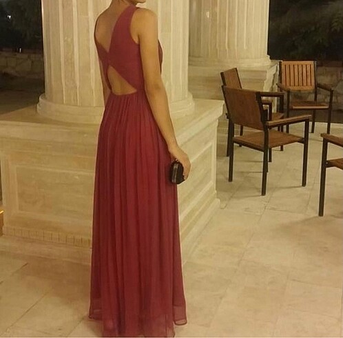 36 Beden bordo Renk Mango Şifon Elbise