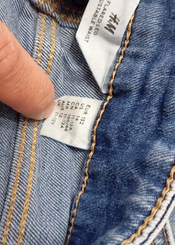 11-12 Yaş Beden Kadın Mavi Geniş Paça Kemerli Kot Pantolon