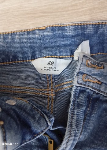 11-12 Yaş Beden mavi Renk Kadın Mavi Geniş Paça Kemerli Kot Pantolon