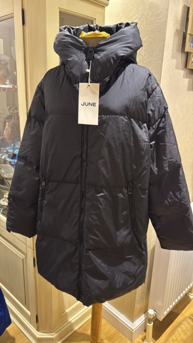 Siyah Parlak Kadın Midi Kışlık Mont - Görsel 2