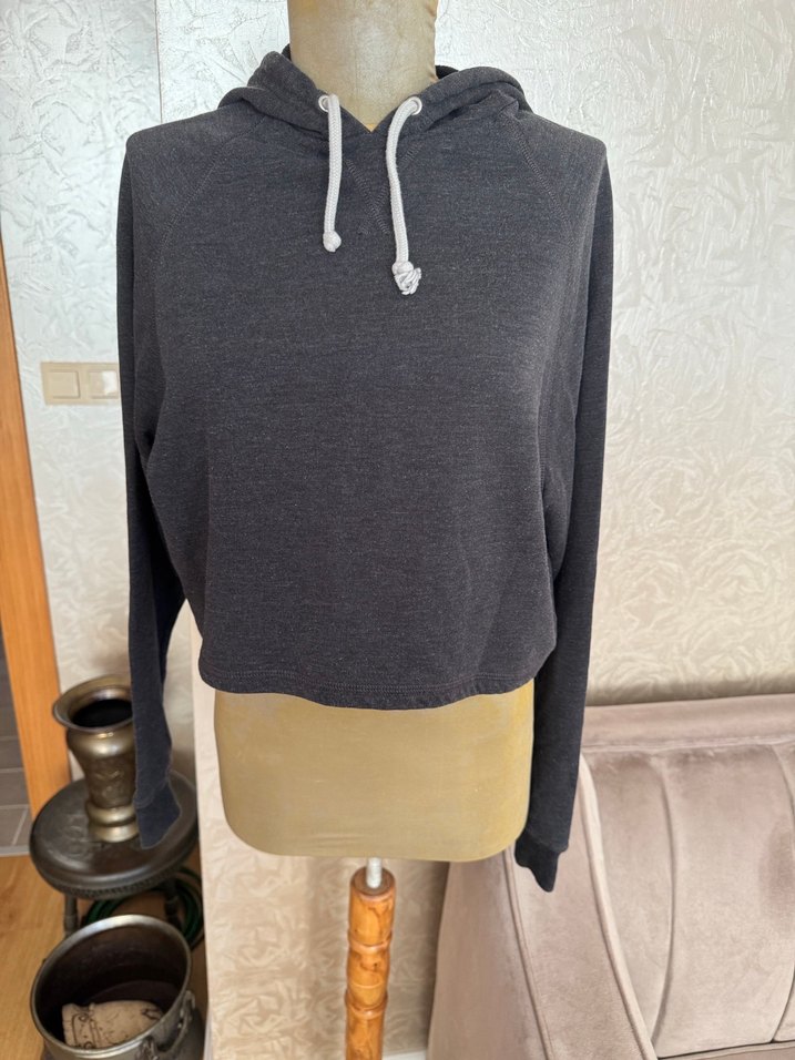 Gri Kapüşonlu Kadın Sweatshirt - Görsel 3