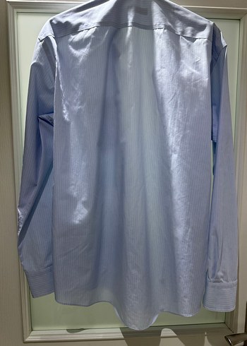 Mavi Pamuklu Erkek Gömlek, Düğmeli, Uzun Kol - Görsel 4