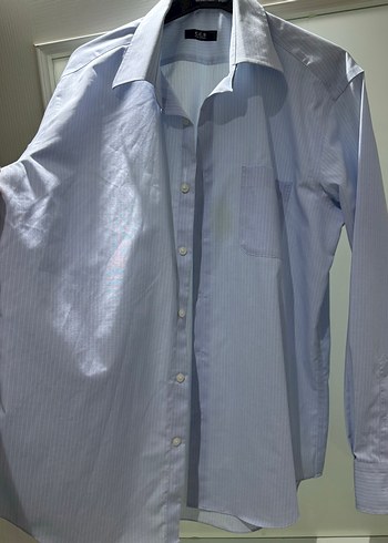 Mavi Pamuklu Erkek Gömlek, Düğmeli, Uzun Kol - Görsel 3