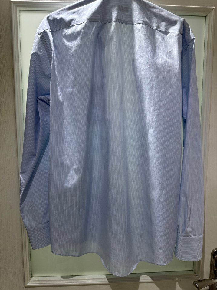 Mavi Pamuklu Erkek Gömlek, Düğmeli, Uzun Kol - Görsel 4