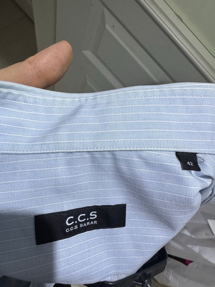 Mavi Pamuklu Erkek Gömlek, Düğmeli, Uzun Kol - Görsel 5