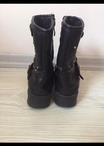 Siyah Deri Tokalı Biker Bot - Görsel 3