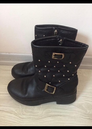 Siyah Deri Tokalı Biker Bot - Görsel 2