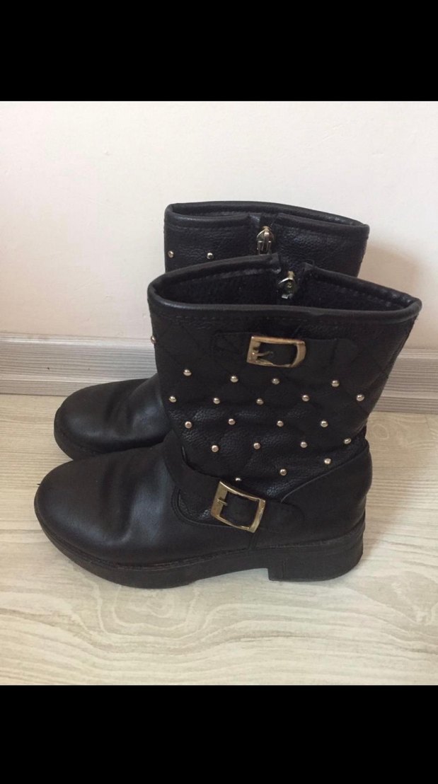 Siyah Deri Tokalı Biker Bot - Görsel 2