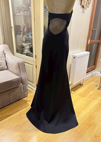 Siyah Straplez Uzun Abiye Elbise - Görsel 5