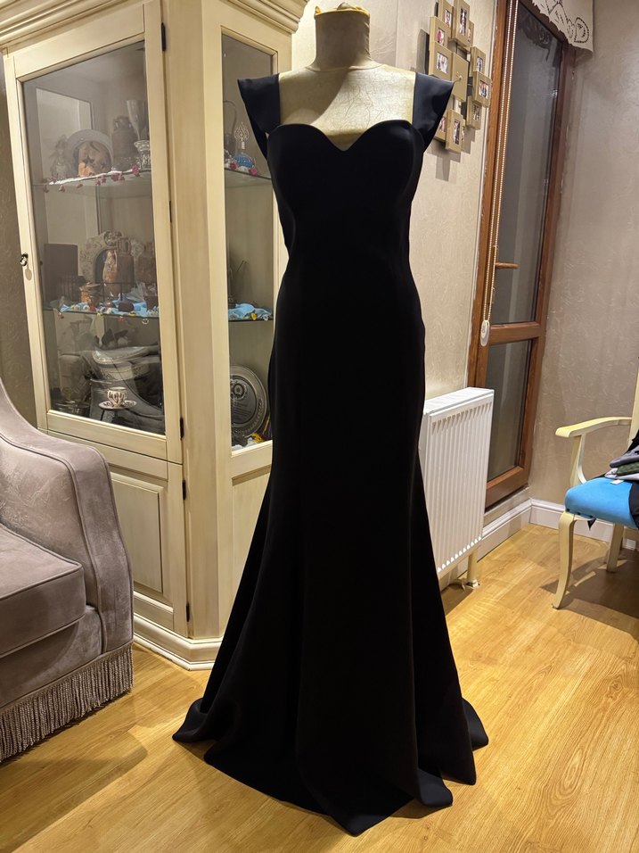 Siyah Straplez Uzun Abiye Elbise - Görsel 3