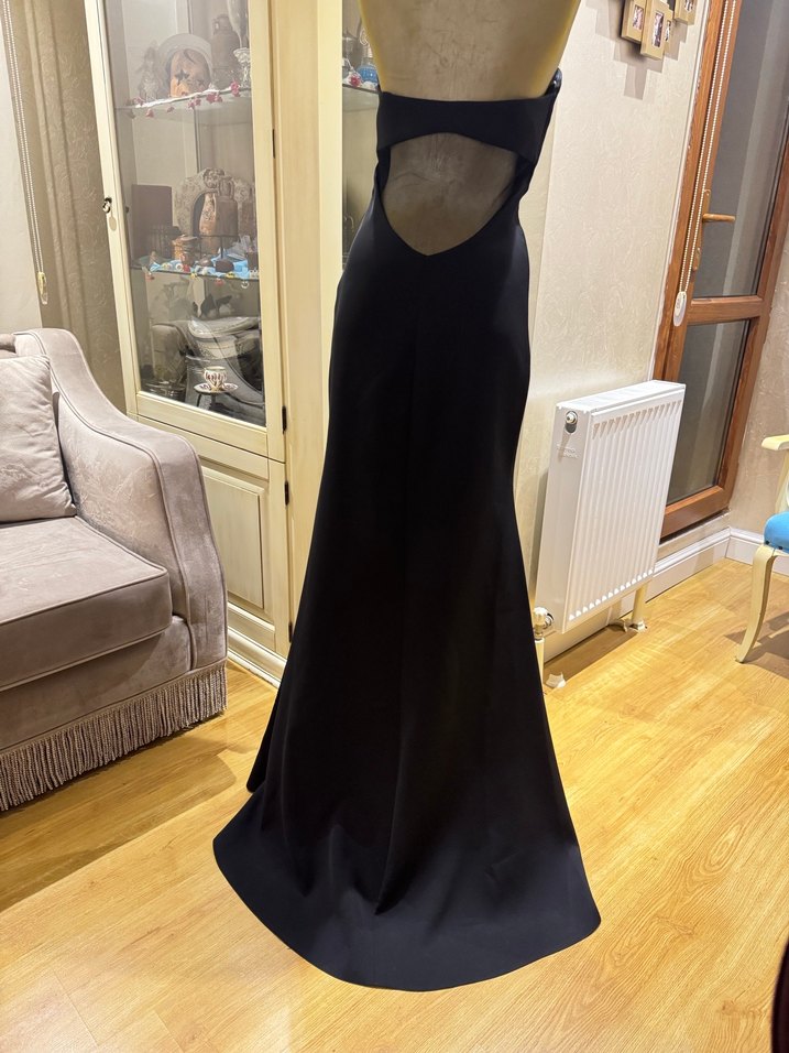 Siyah Straplez Uzun Abiye Elbise - Görsel 5