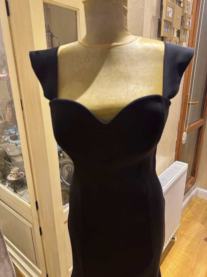 Siyah Straplez Uzun Abiye Elbise - Görsel 4