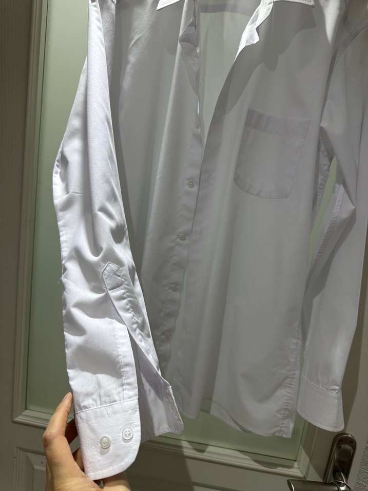 Düğmeli Beyaz Erkek Gömlek - Görsel 2