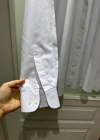 Erkek Beyaz Pamuklu Uzun Kollu Gömlek - Görsel 4