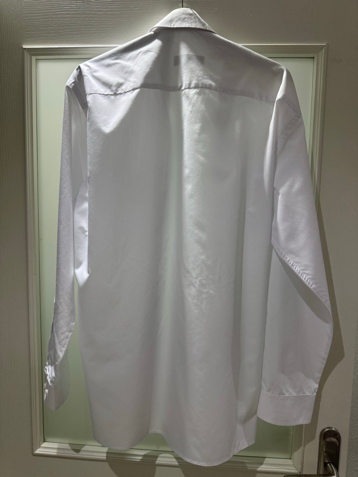 Erkek Beyaz Pamuklu Uzun Kollu Gömlek - Görsel 5