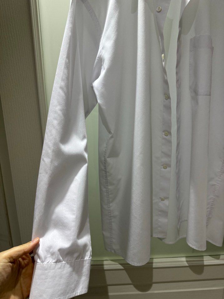 Erkek Beyaz Pamuklu Uzun Kollu Gömlek - Görsel 2