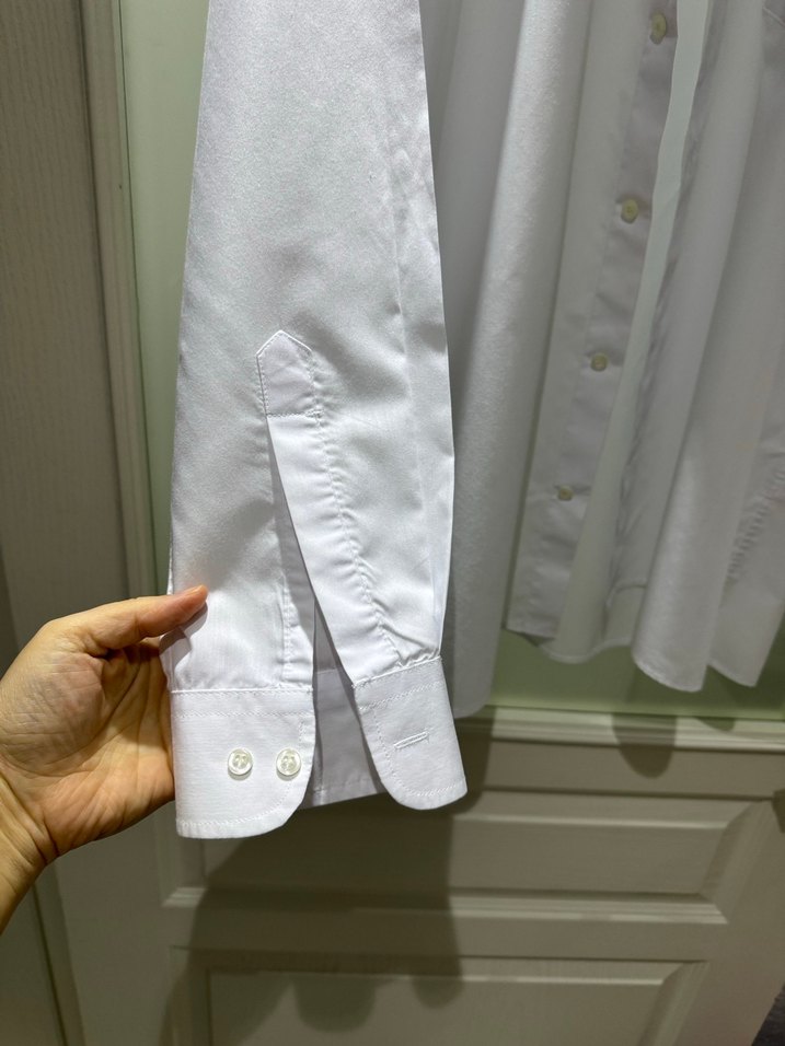 Erkek Beyaz Pamuklu Uzun Kollu Gömlek - Görsel 4