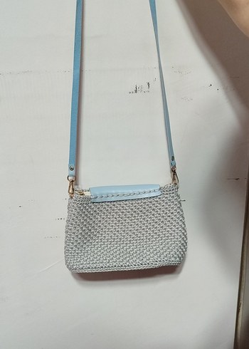 Zara Mavi Örgü Kadın Çapraz Çanta