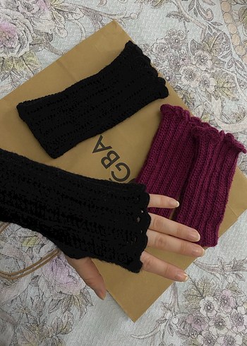 Siyah Örgü Kadın Eldiven - Görsel 2