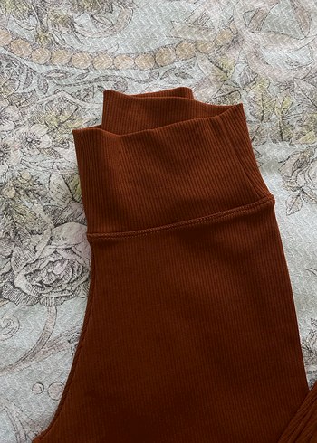 Kahverengi Kadın Midi Tayt - Görsel 3