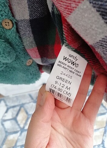 9-12 Ay Beden yeşil Renk Bebek mont