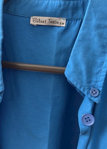 Mavi Düğmeli Pamuklu Gömlek - Görsel 2