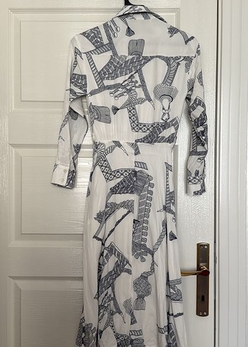 Mavi Batik Desenli Uzun Salaş Elbise - Görsel 5