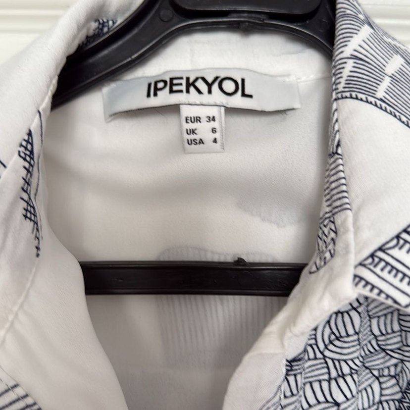 Mavi Batik Desenli Uzun Salaş Elbise - Görsel 4