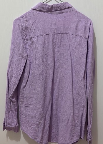 Pastel Mor Kadın Keten Gömlek - Görsel 3