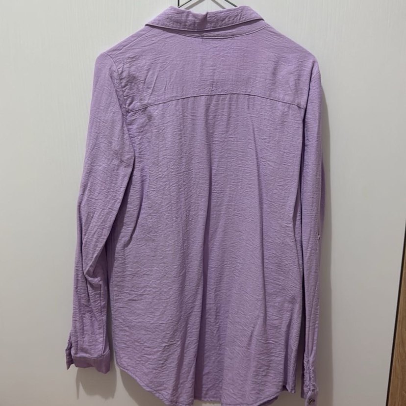 Pastel Mor Kadın Keten Gömlek - Görsel 3